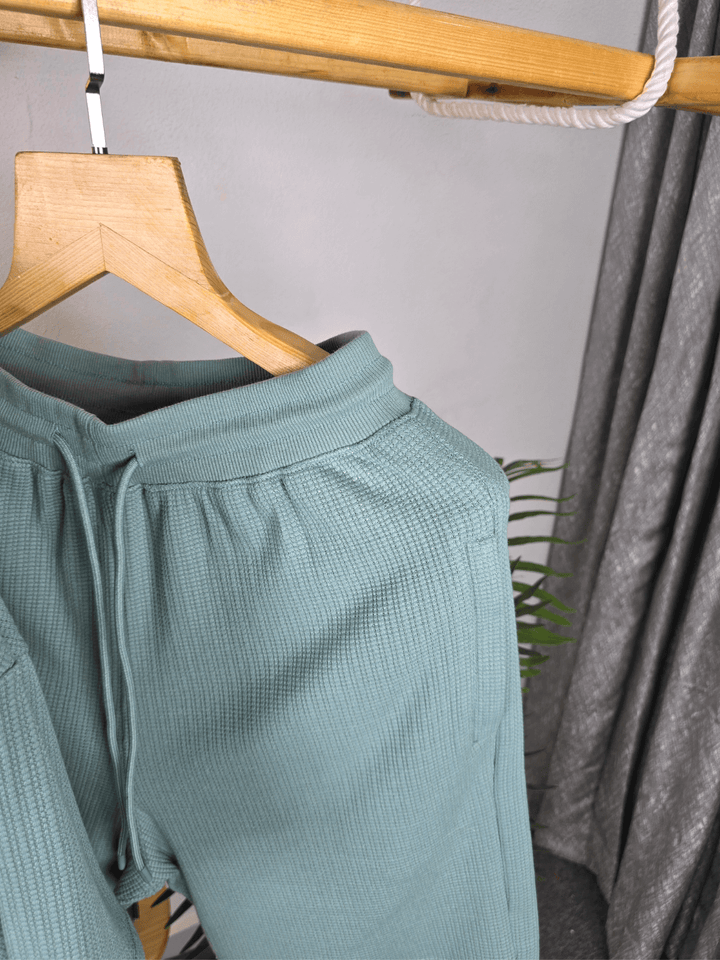 Mensoo Waffle Round Neck Co Set Sea Green