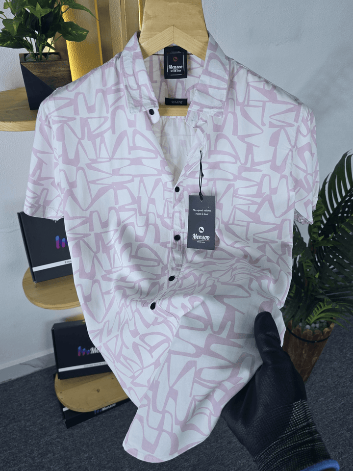 White got Pink Printed Shirt