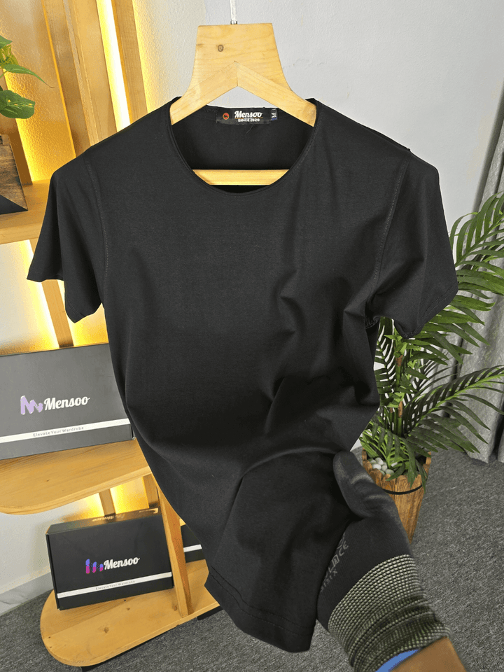 Mensoo Plain Lycra T Shirt Black