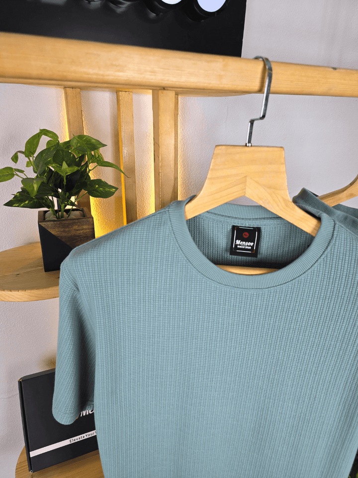 Mensoo Waffle Round Neck Co Set Sea Green