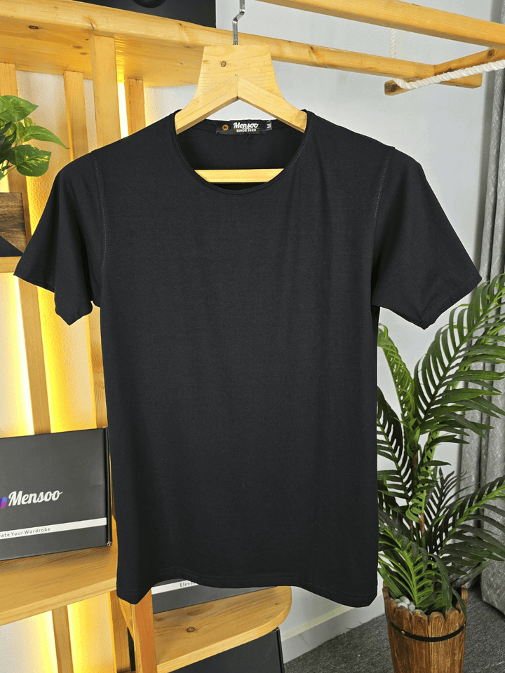 Mensoo Plain Lycra T Shirt Black