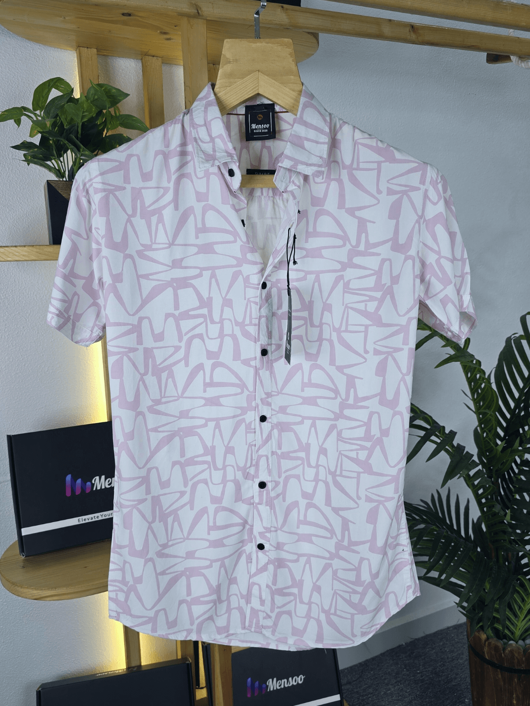 White got Pink Printed Shirt