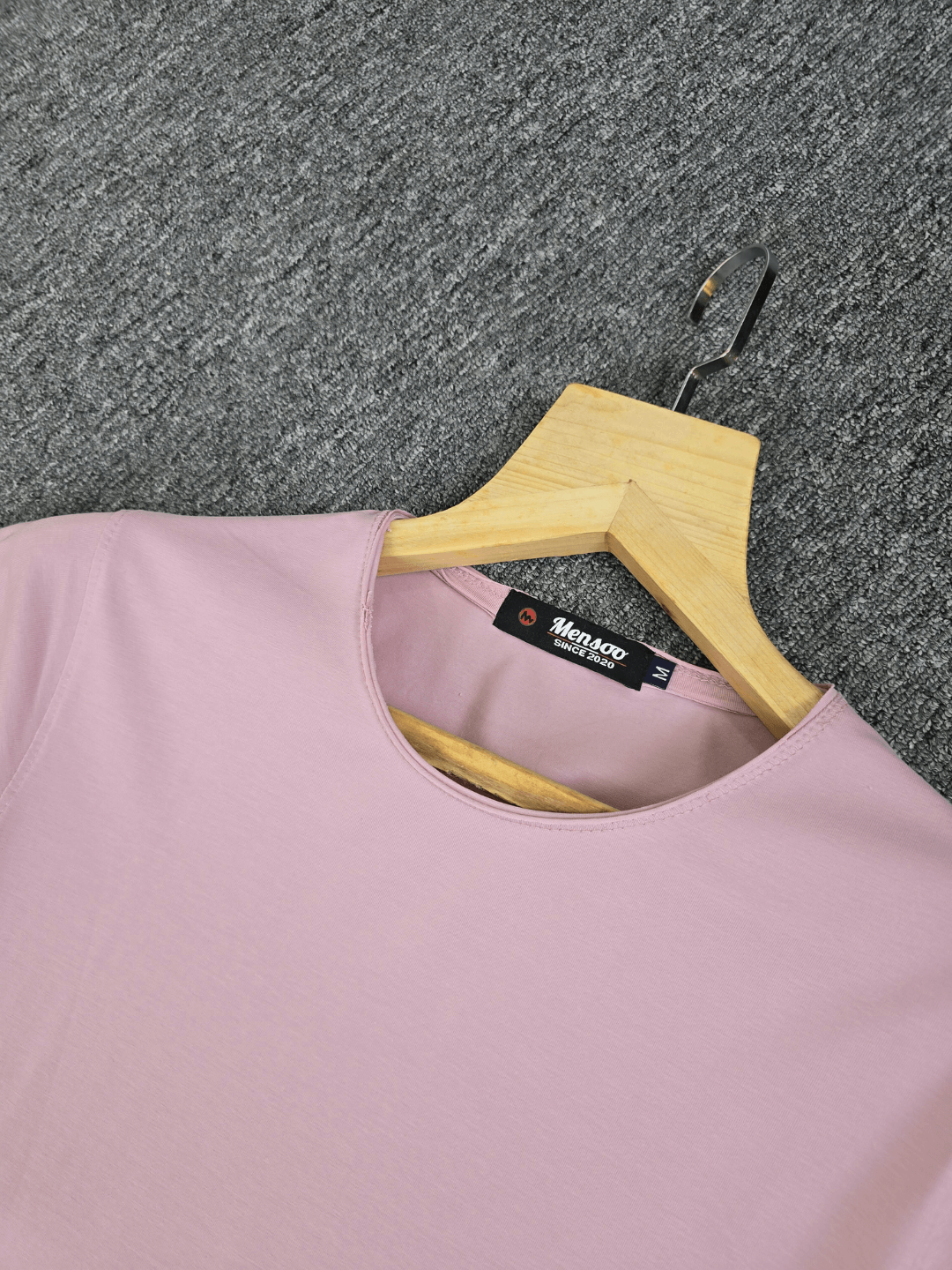 Mensoo Plain Lycra T Shirt Pink