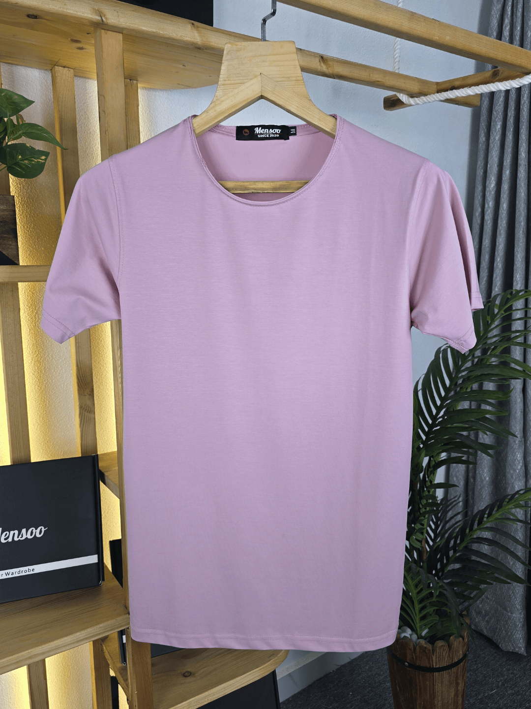 Mensoo Plain Lycra T Shirt Pink