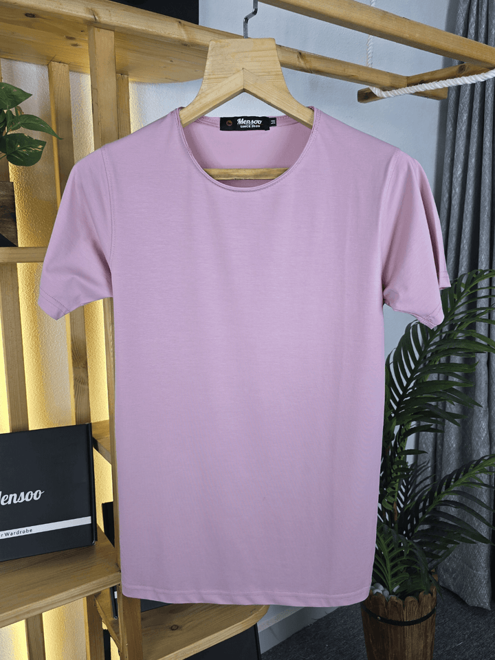 Mensoo Plain Lycra T Shirt Pink