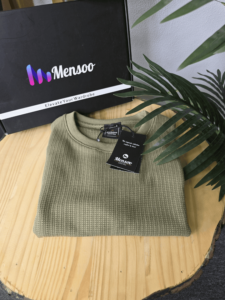 Mensoo Waffle Round Neck T Shirt Green