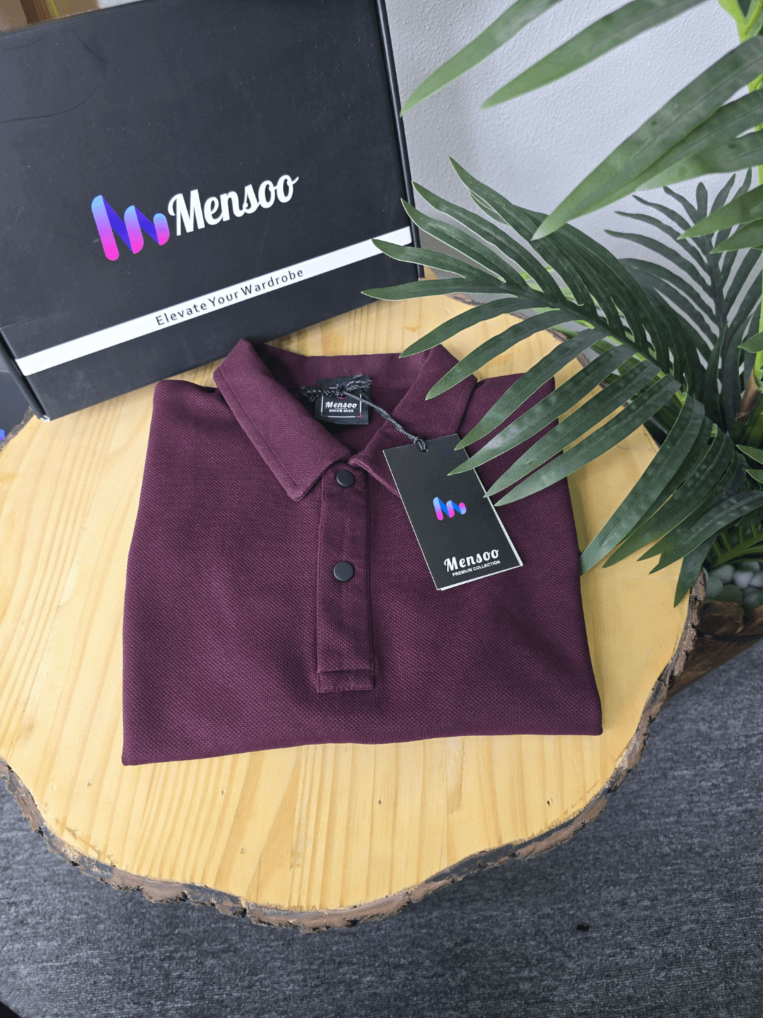 Mensoo Polo Collar T Shirt Wine