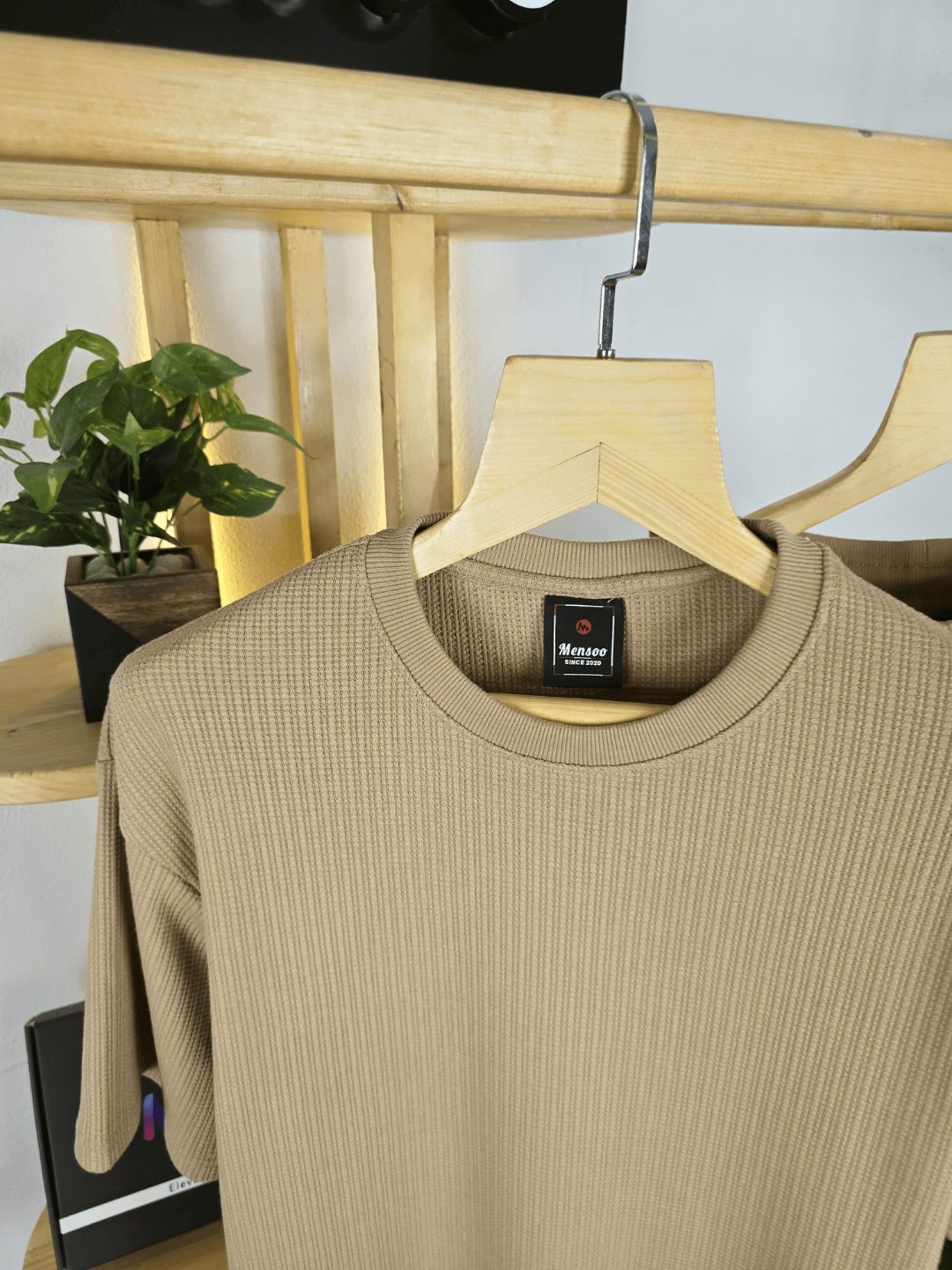 Mensoo Waffle Round Neck Co Set Biscuit