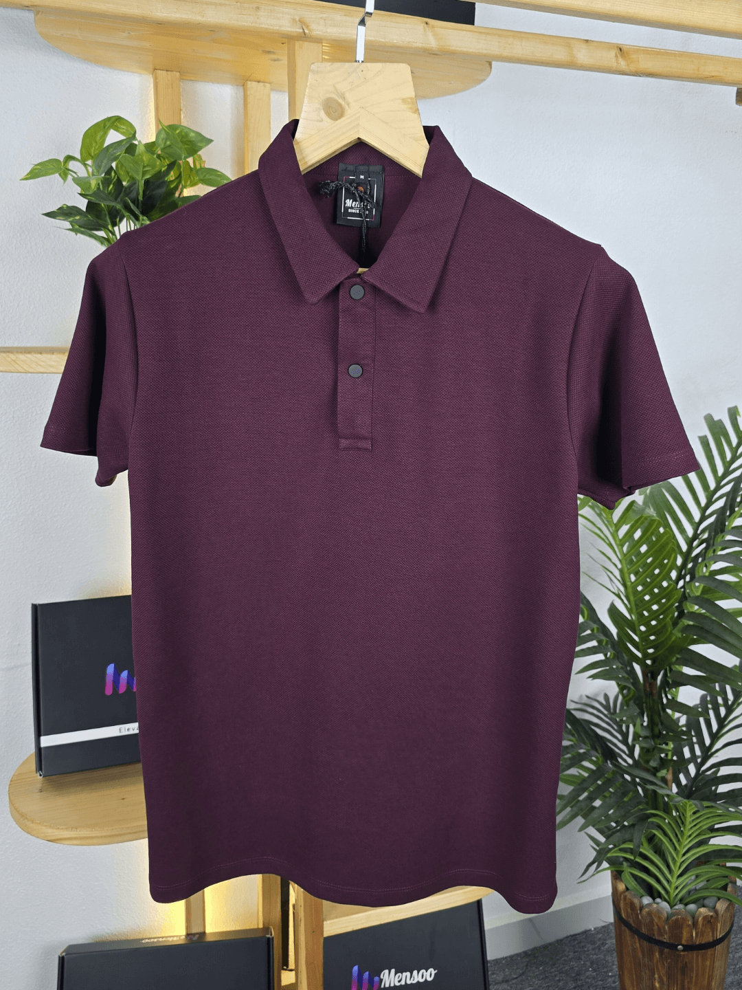 Mensoo Polo Collar T Shirt Wine