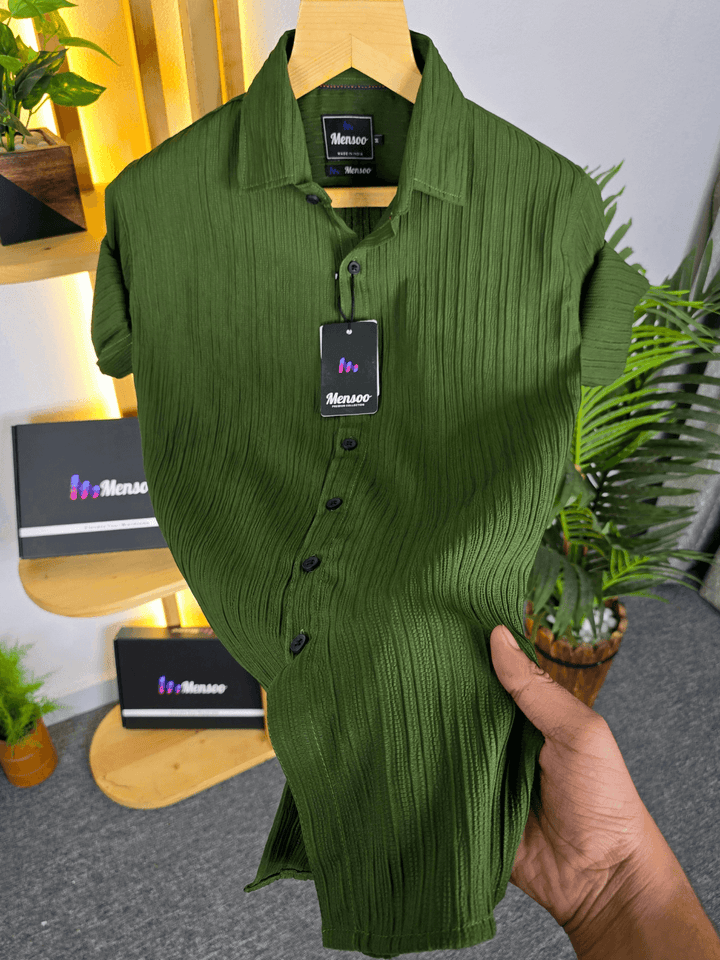 Emboss Self Lining Shirt Green