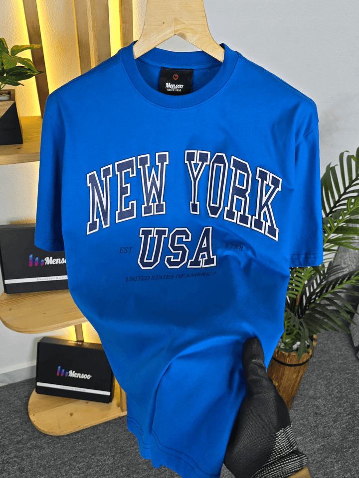 Mensoo New City Over Sized T Shirt Blue
