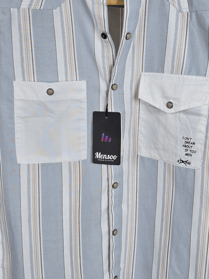 Stripe Double Pocket Shirt L Grey