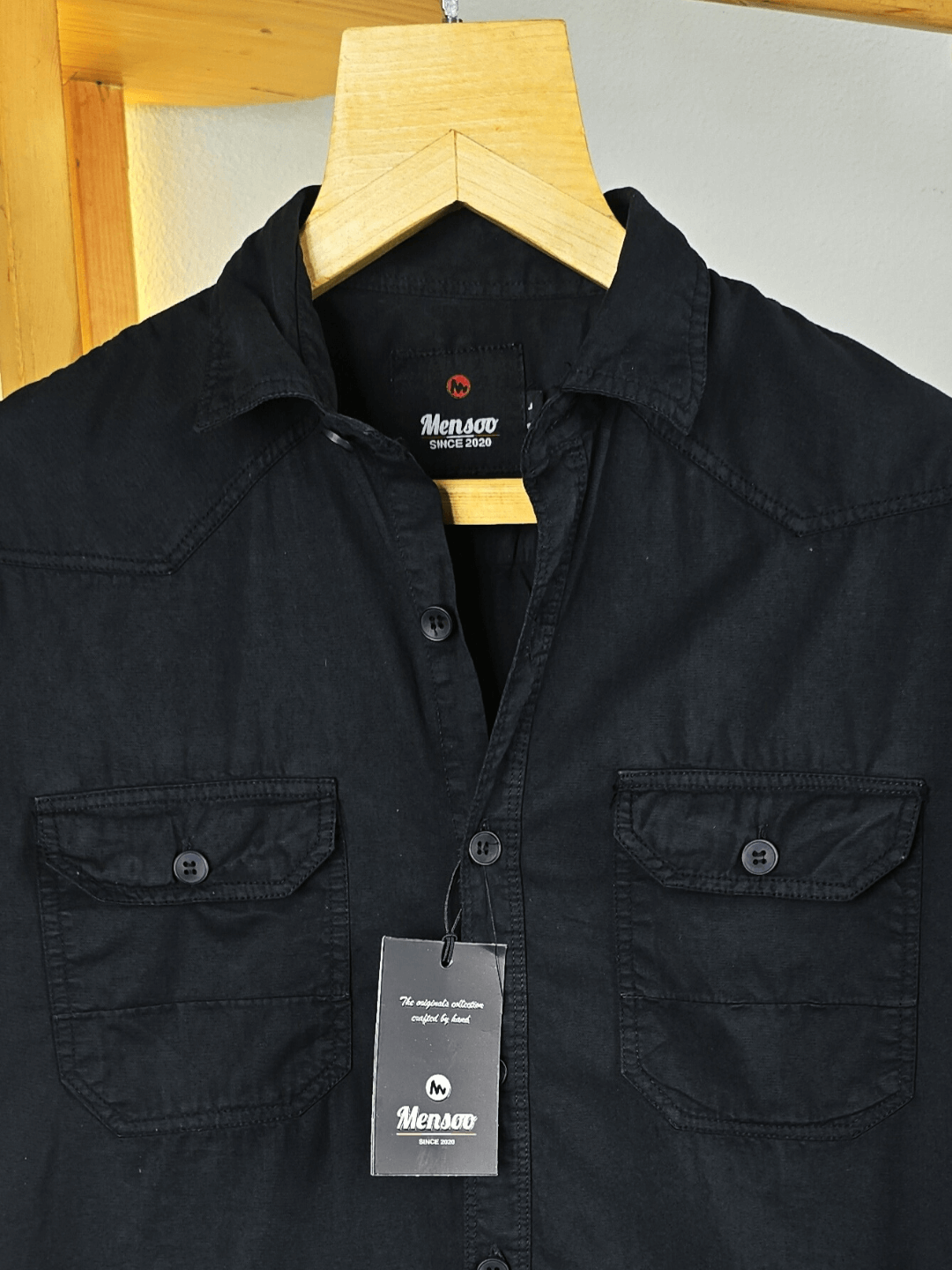 Double Pocket Denim Shirt Black