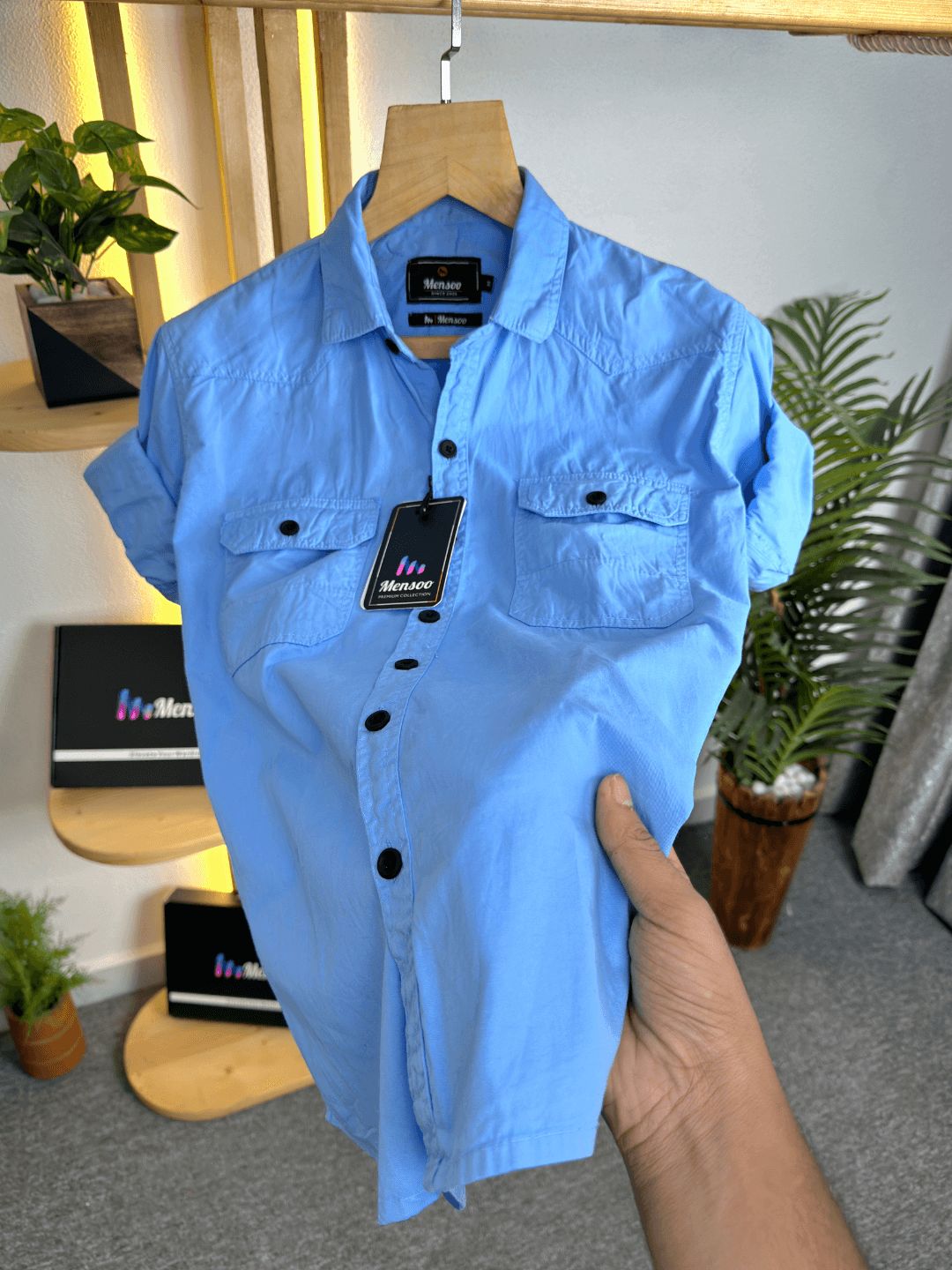 Double Pocket Denim Shirt Dark SKY