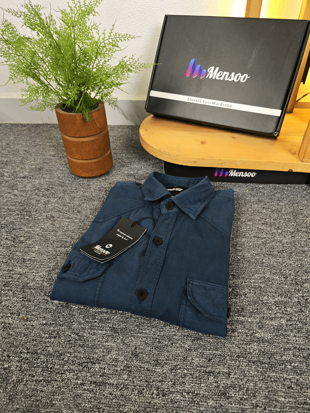 Double Pocket Denim Shirt Peacock