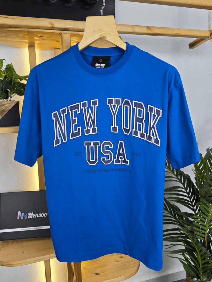 Mensoo New City Over Sized T Shirt Blue