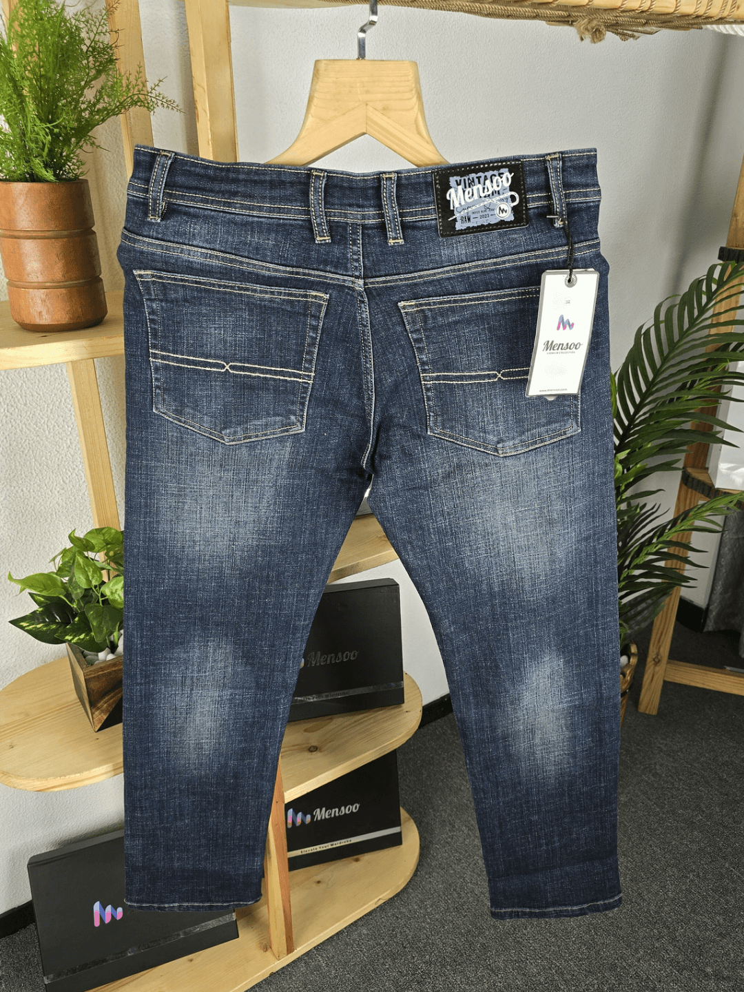 Elegant Straight Jeans Dark Blue