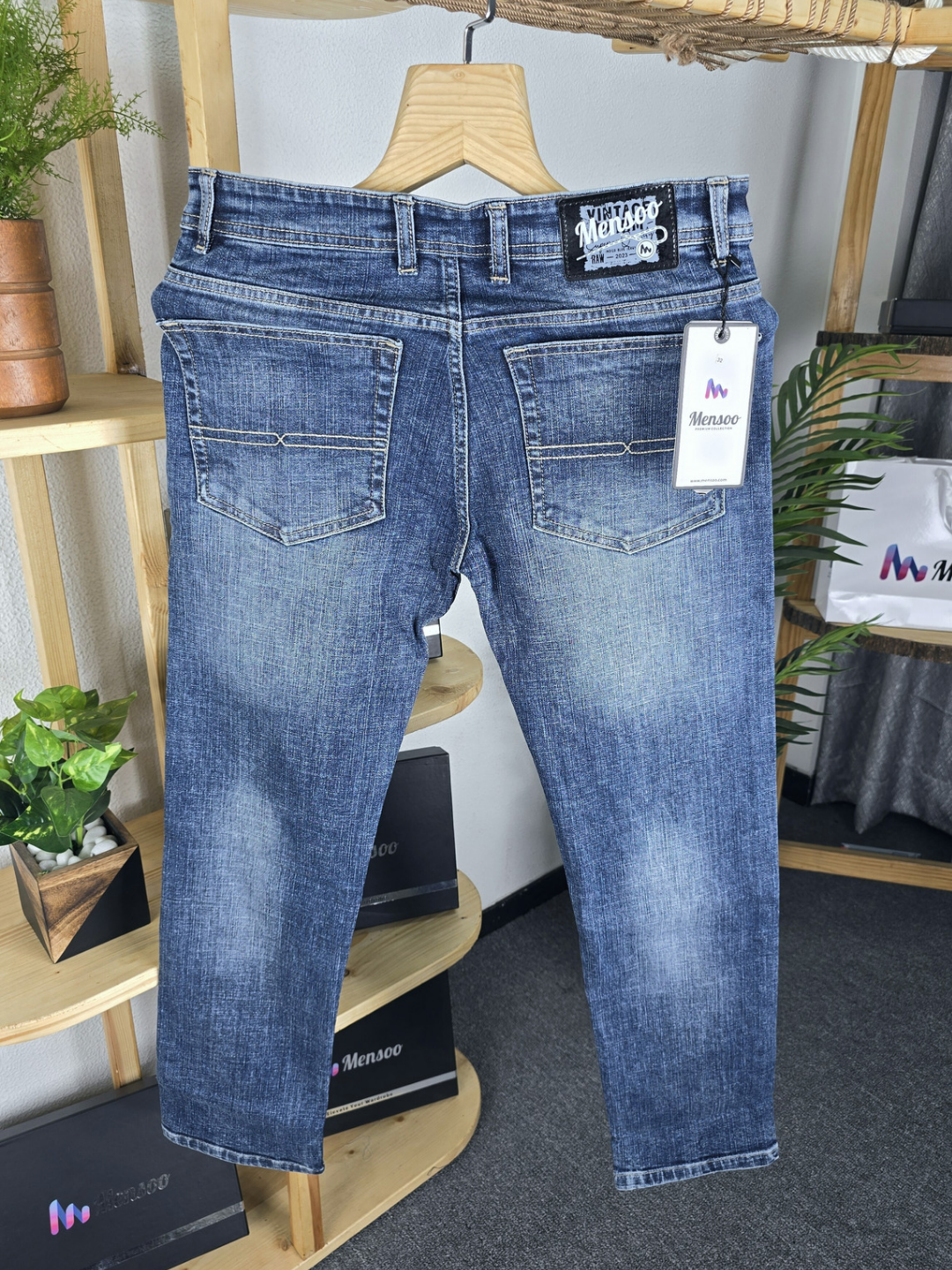 Elegant Straight Jeans Mid Blue