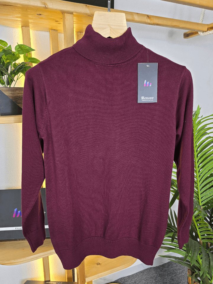 High Neck Full Sleeve T Shirt Wine