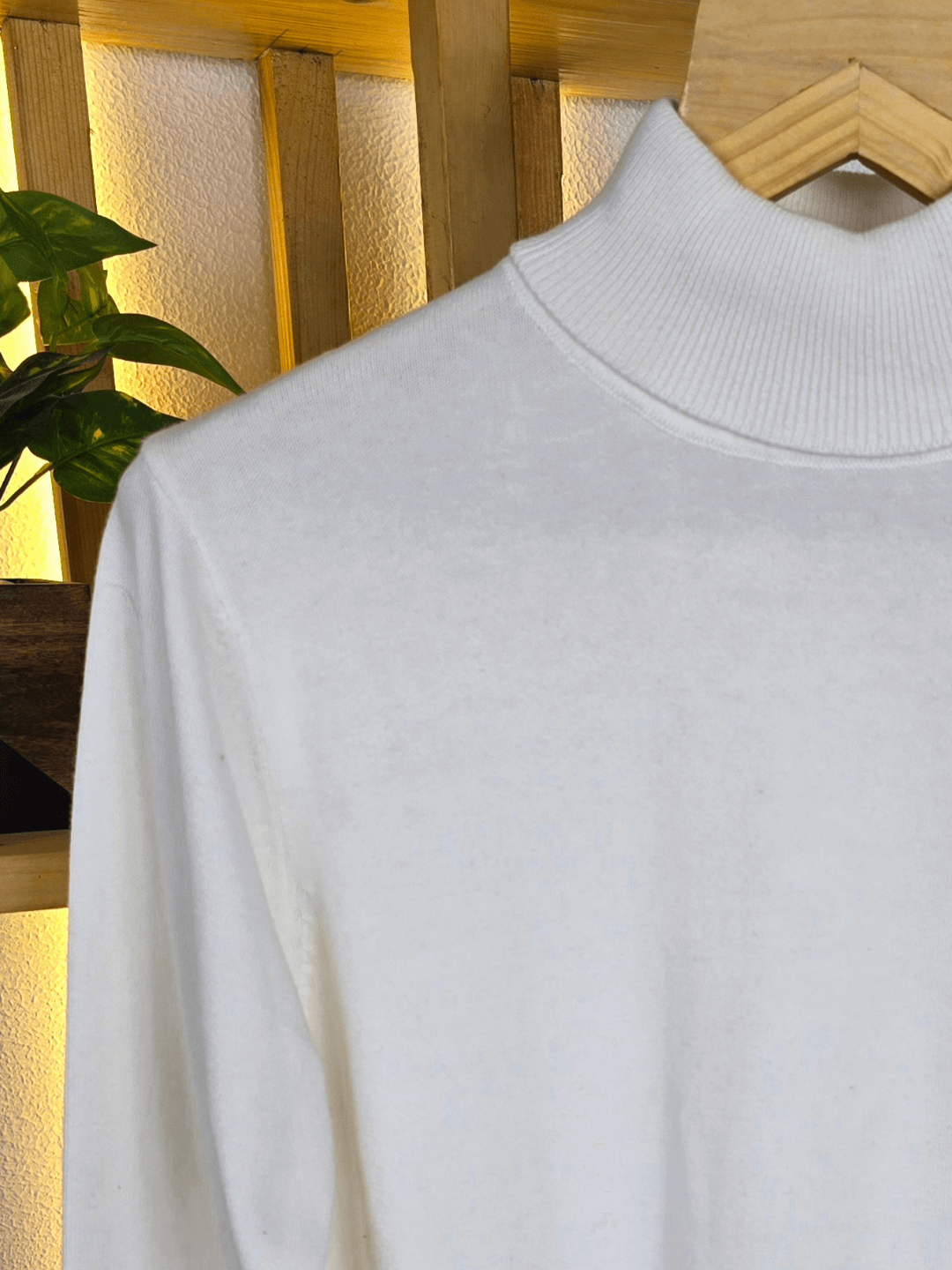 High Neck Full Sleeve T Shirt White