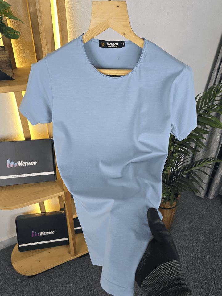 Mensoo Plain Lycra T Shirt Sky