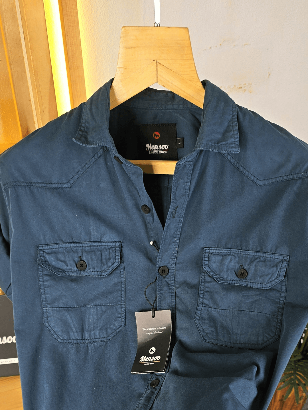 Double Pocket Denim Shirt Peacock