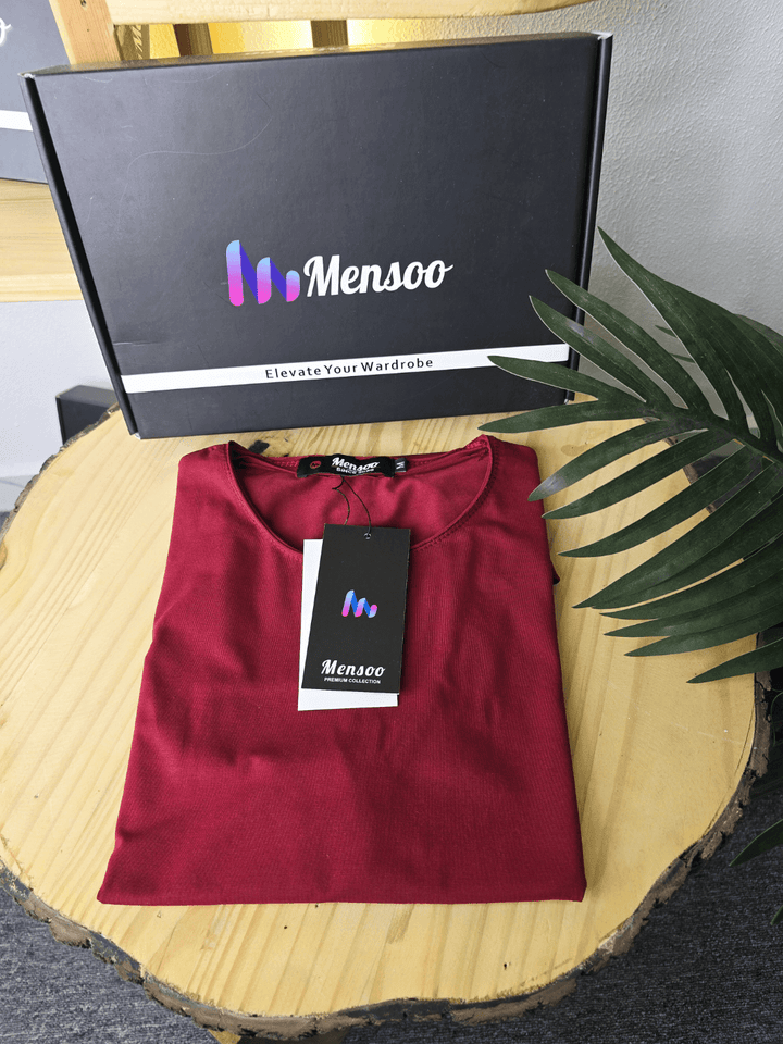 Mensoo Plain Lycra T Shirt Maroon