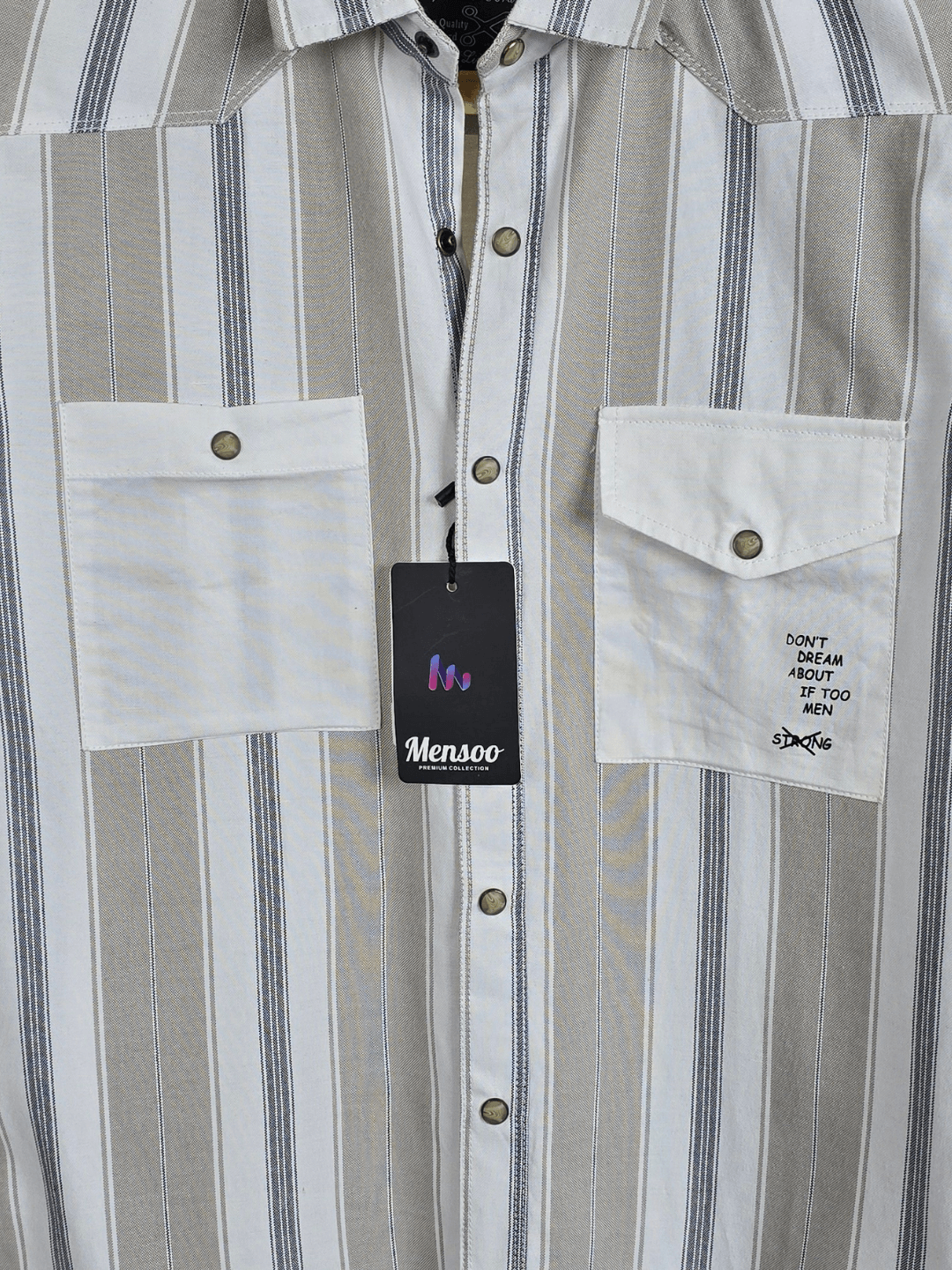 Stripe Double Pocket Shirt Grey