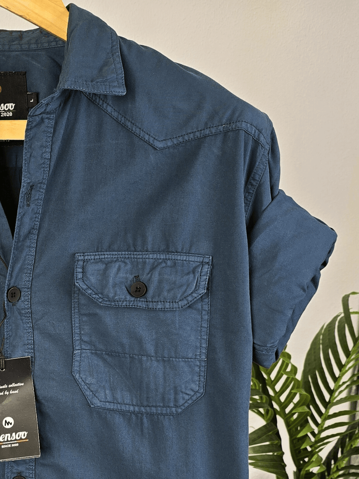 Double Pocket Denim Shirt Peacock