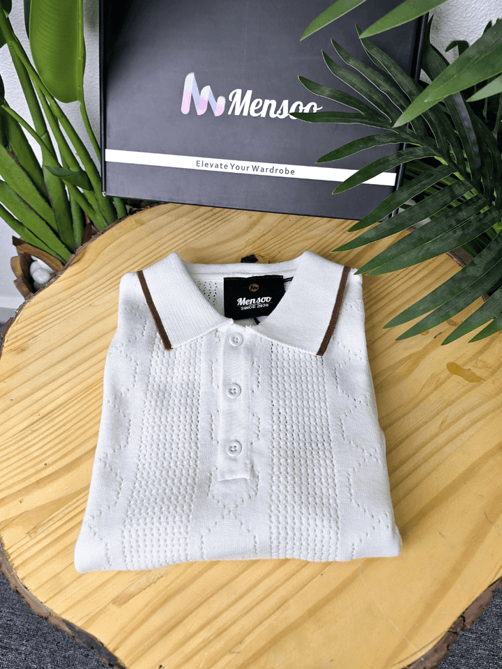 Mensoo Infinite Knit Button T Shirt White