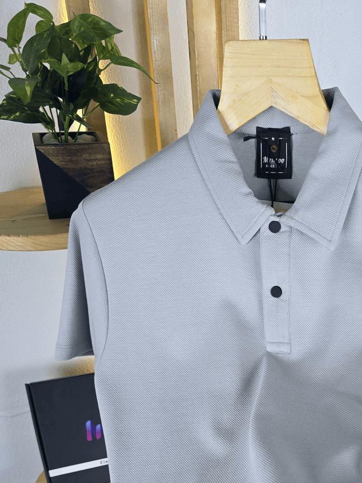 Mensoo Polo Collar T Shirt Grey