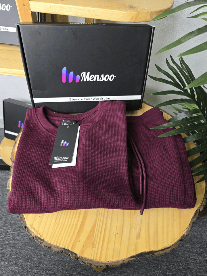 Mensoo Waffle Round Neck Co Set Wine