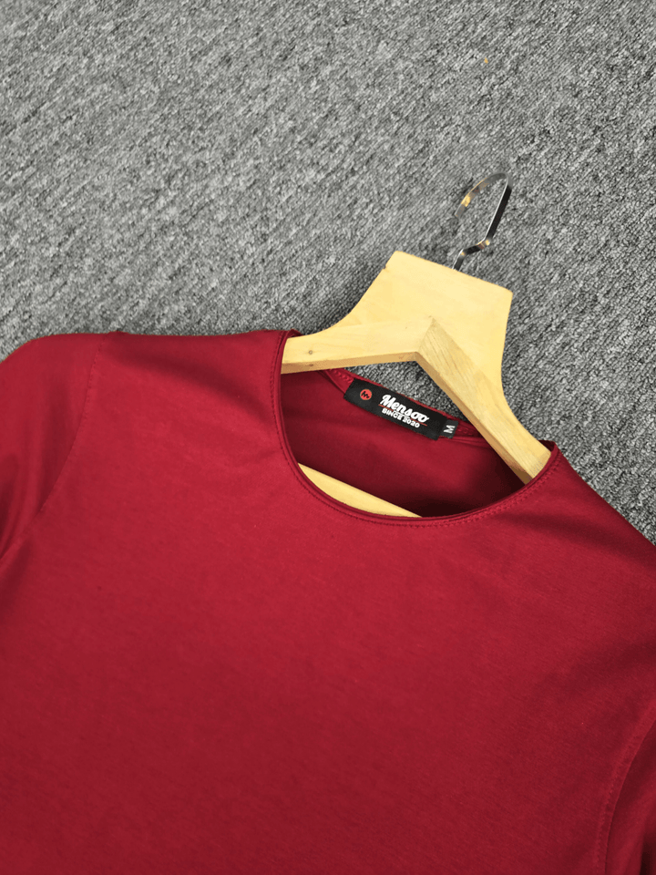 Mensoo Plain Lycra T Shirt Maroon