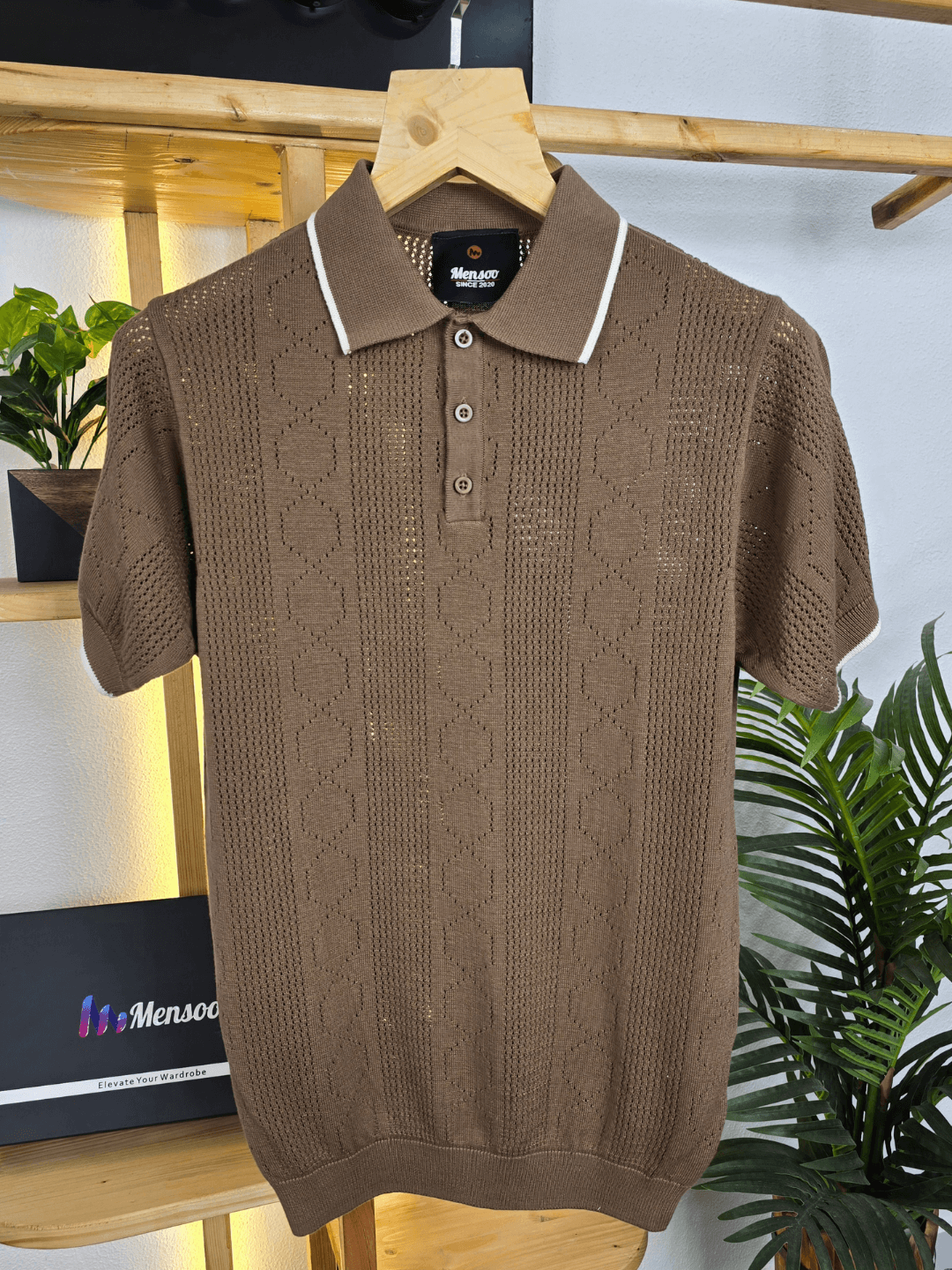 Mensoo Infinite Knit Button T Shirt Khakhi