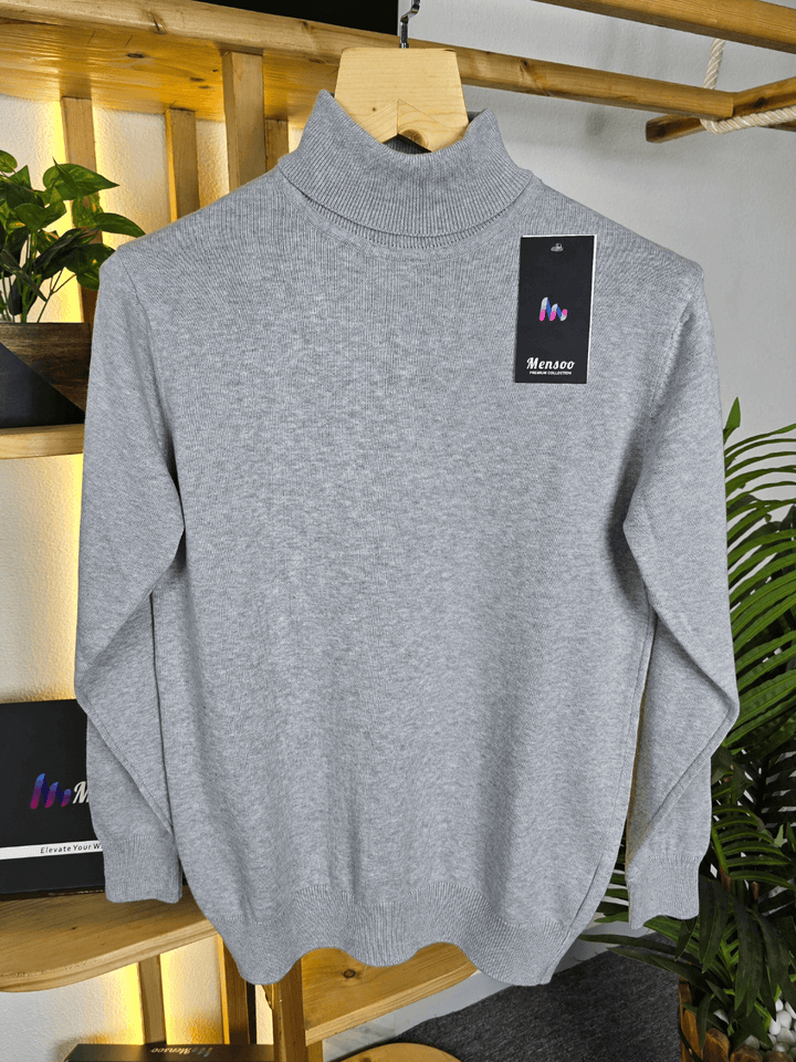 High Neck Full Sleeve T Shirt Silver