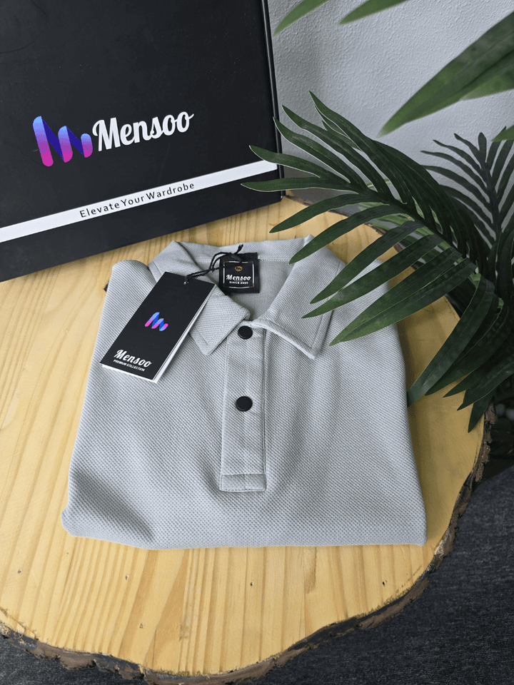 Mensoo Polo Collar T Shirt Grey