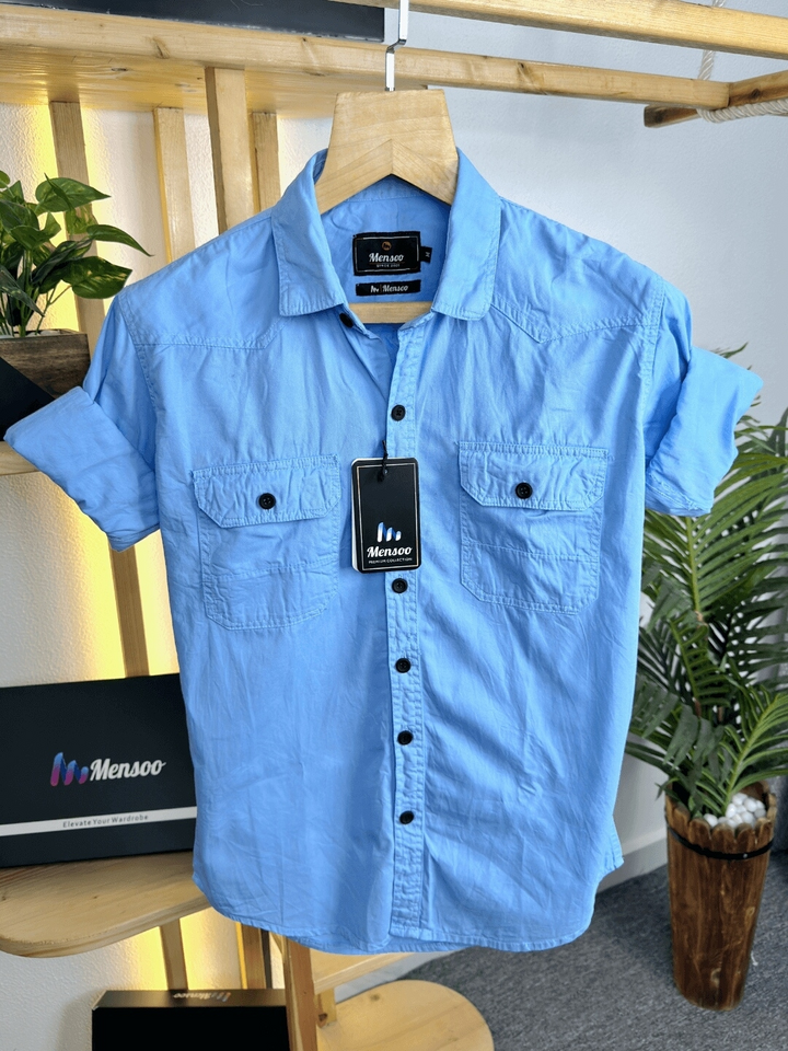 Double Pocket Denim Shirt Light Sky