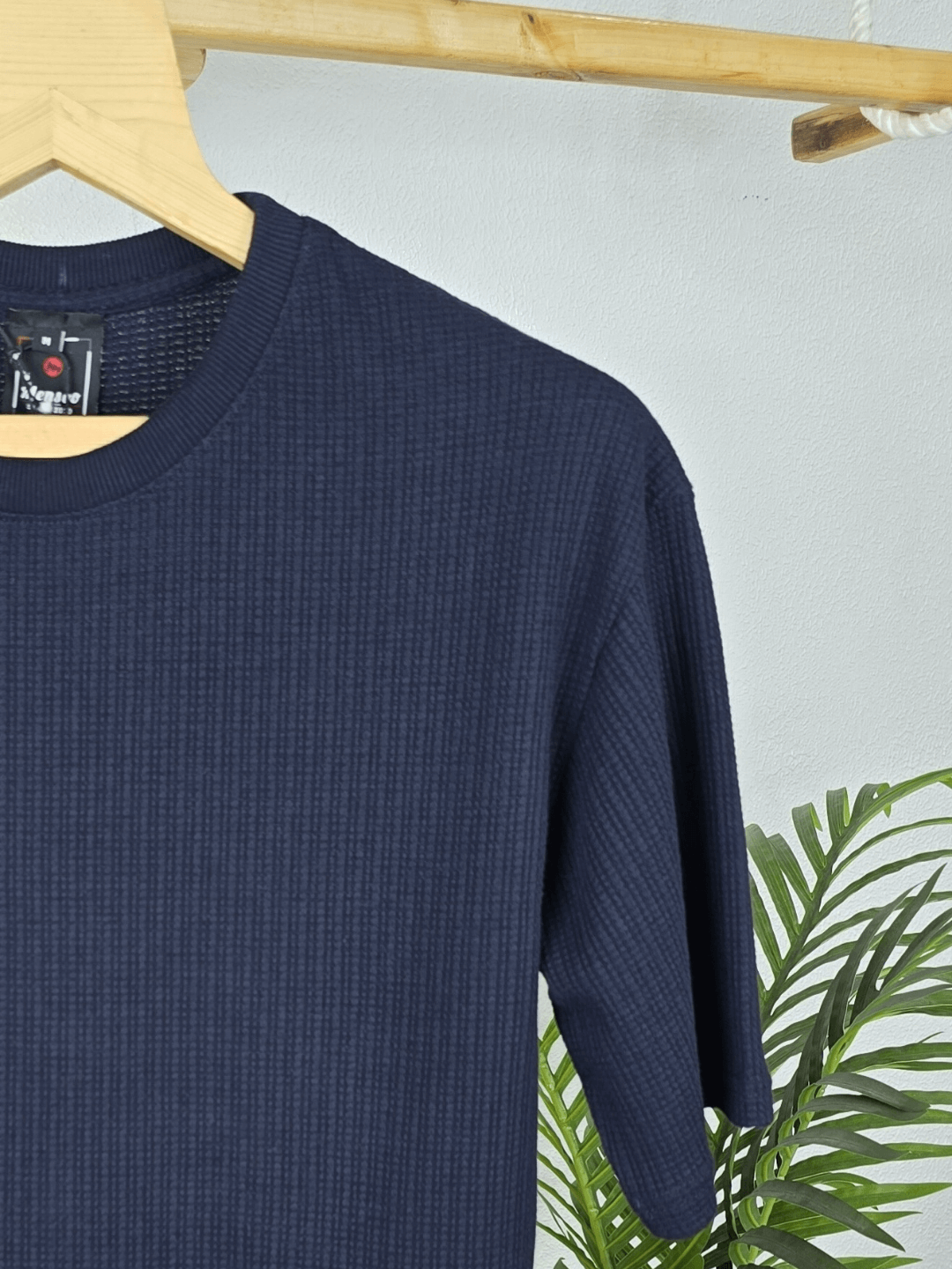 Mensoo Waffle Round Neck T Shirt Navy