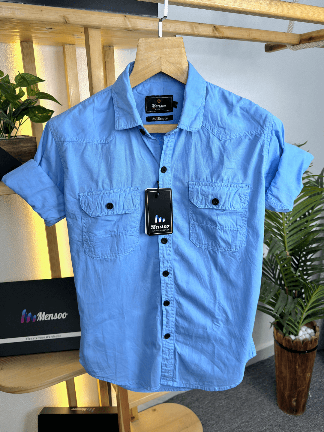 Double Pocket Denim Shirt Dark SKY