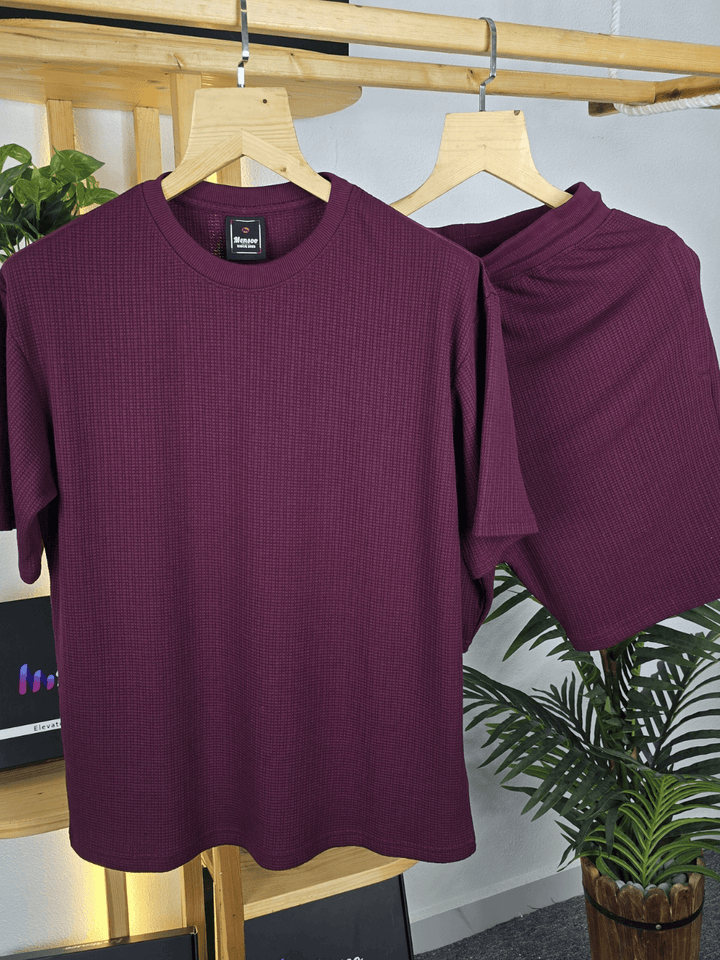 Mensoo Waffle Round Neck Co Set Wine