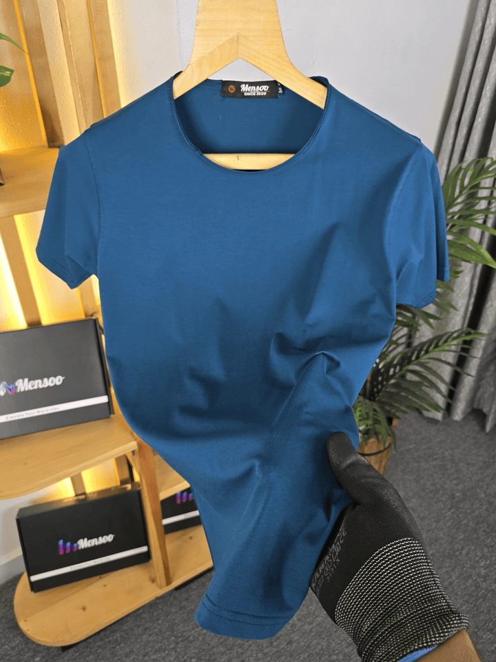 Mensoo Plain Lycra T Shirt Peacock