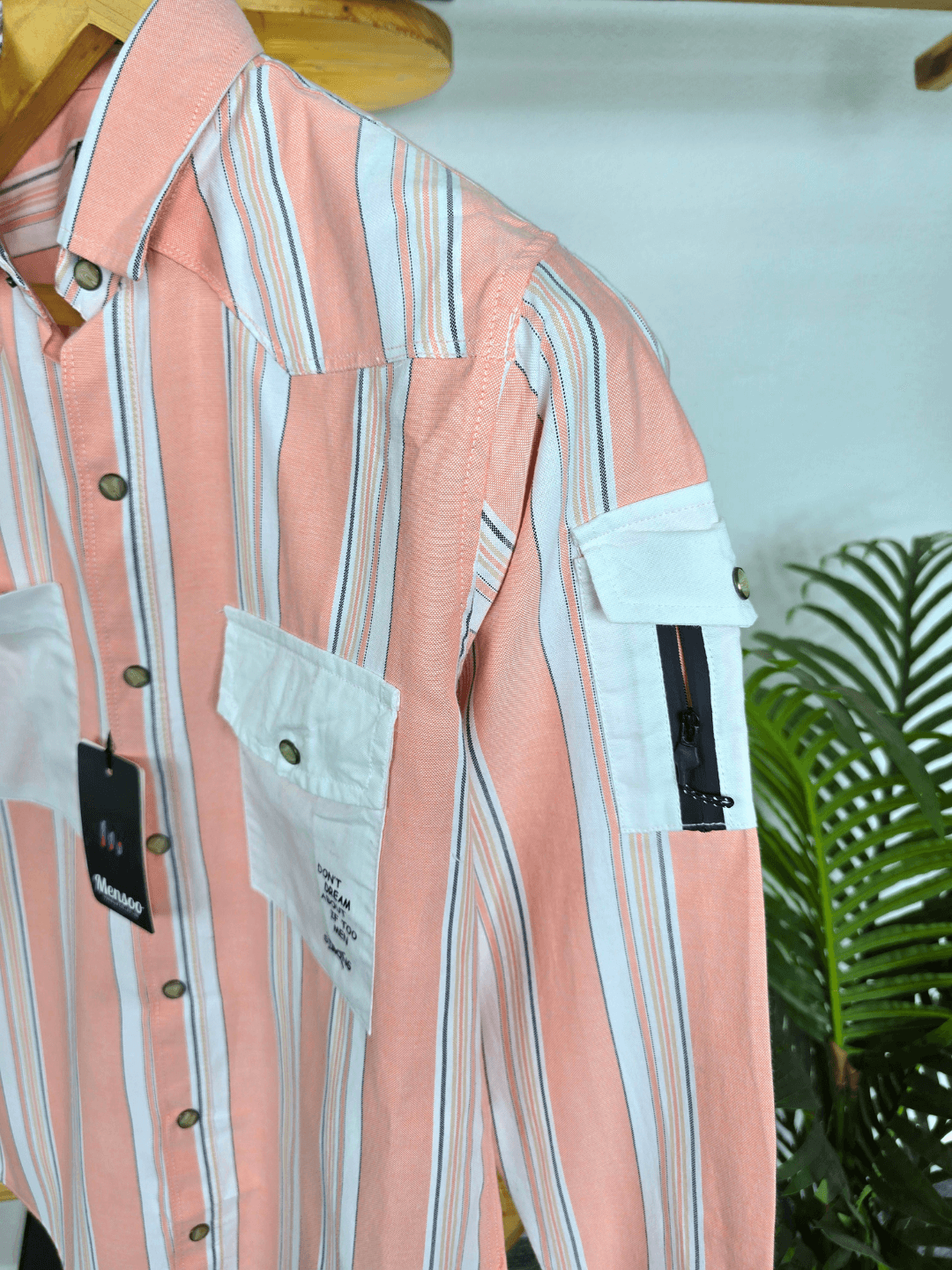 Stripe Double Pocket Shirt Pink