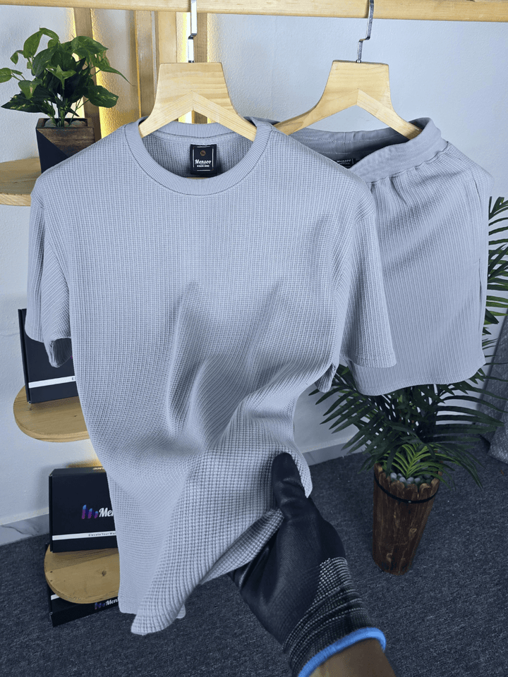 Mensoo Waffle Round Neck Co Set Silver