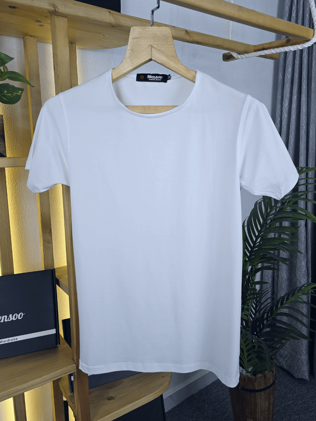 Mensoo Plain Lycra T Shirt White