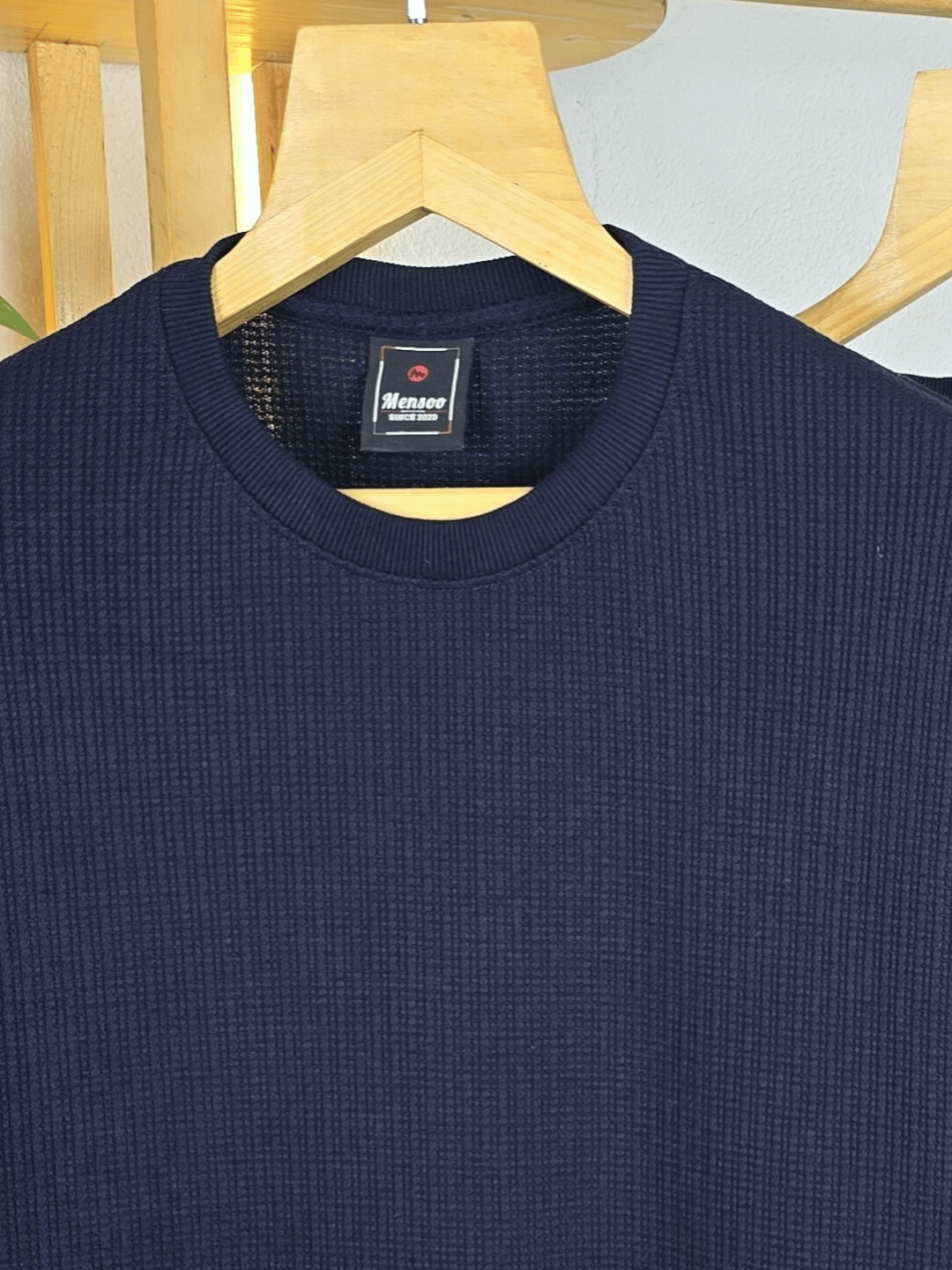 Mensoo Waffle Round Neck Co Set Navy