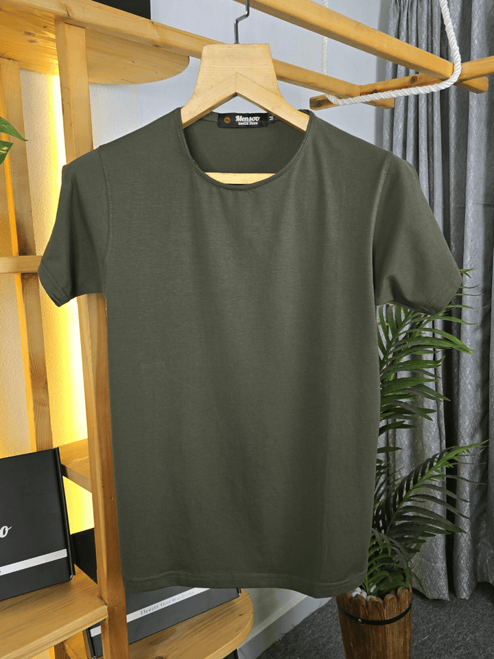 Mensoo Plain Lycra T Shirt Olive