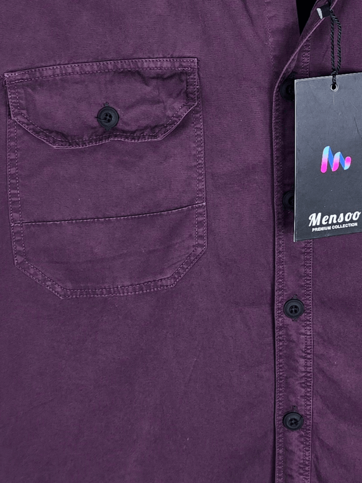 Double Pocket Denim Shirt Wine