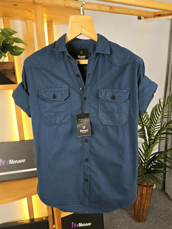 Double Pocket Denim Shirt Peacock