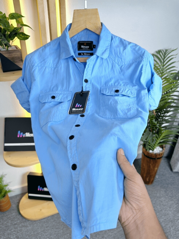 Double Pocket Denim Shirt Light Sky