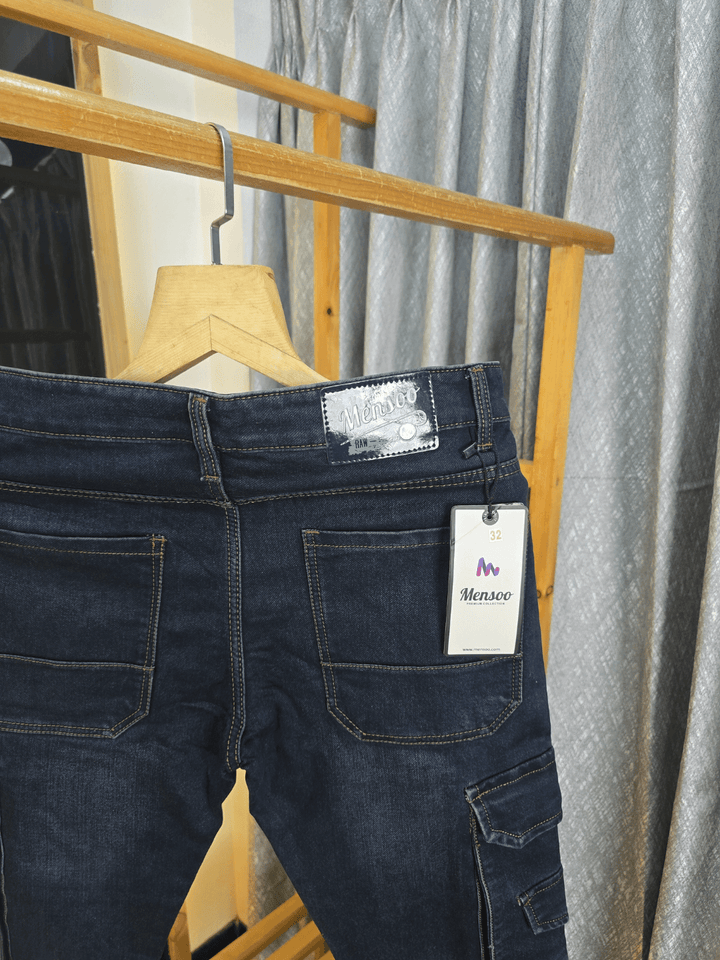 Double Pocket Cargo Jeans Blue Wash